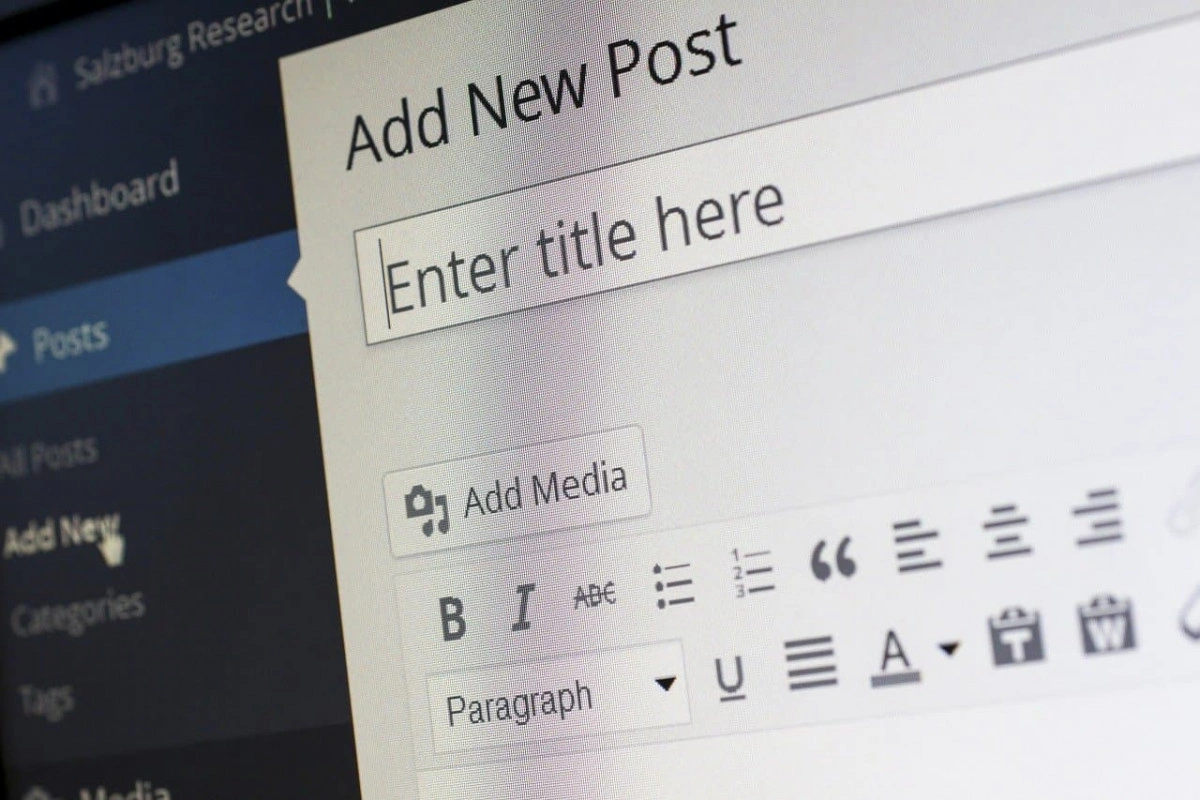 A screenshot of a blog being written
