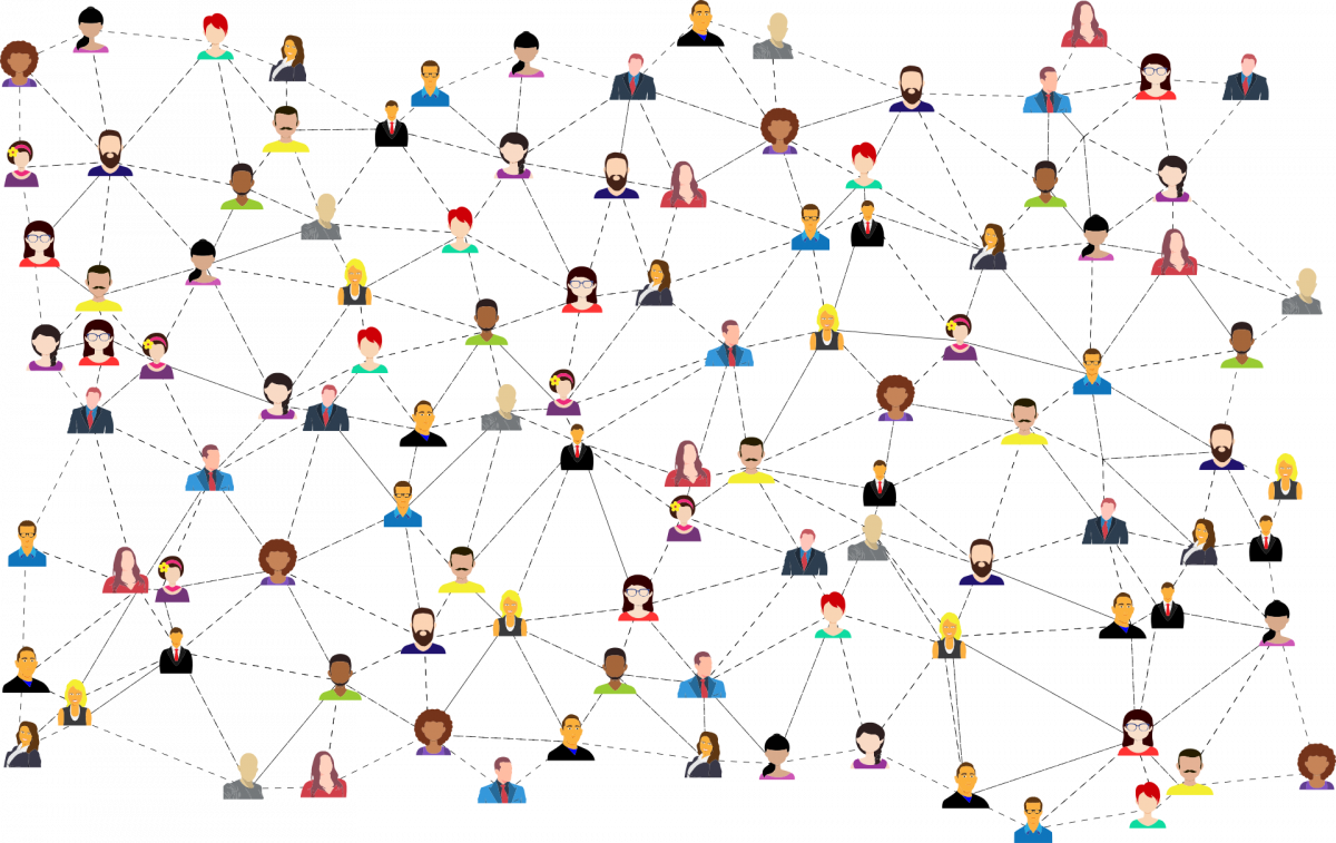 Cartoon people linked by connections, just as they would be on social media