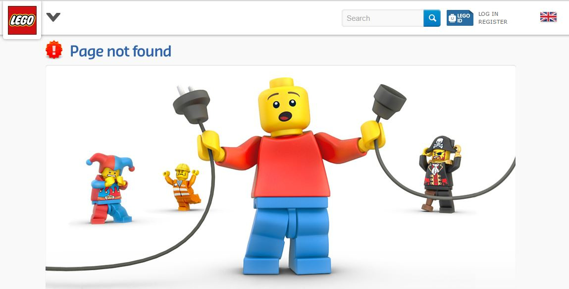 Lego 404 Page Not Found page